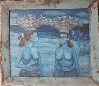 Lukisan antik Auke Sonnega 1955, oil on canvas, 50 x 60 cm