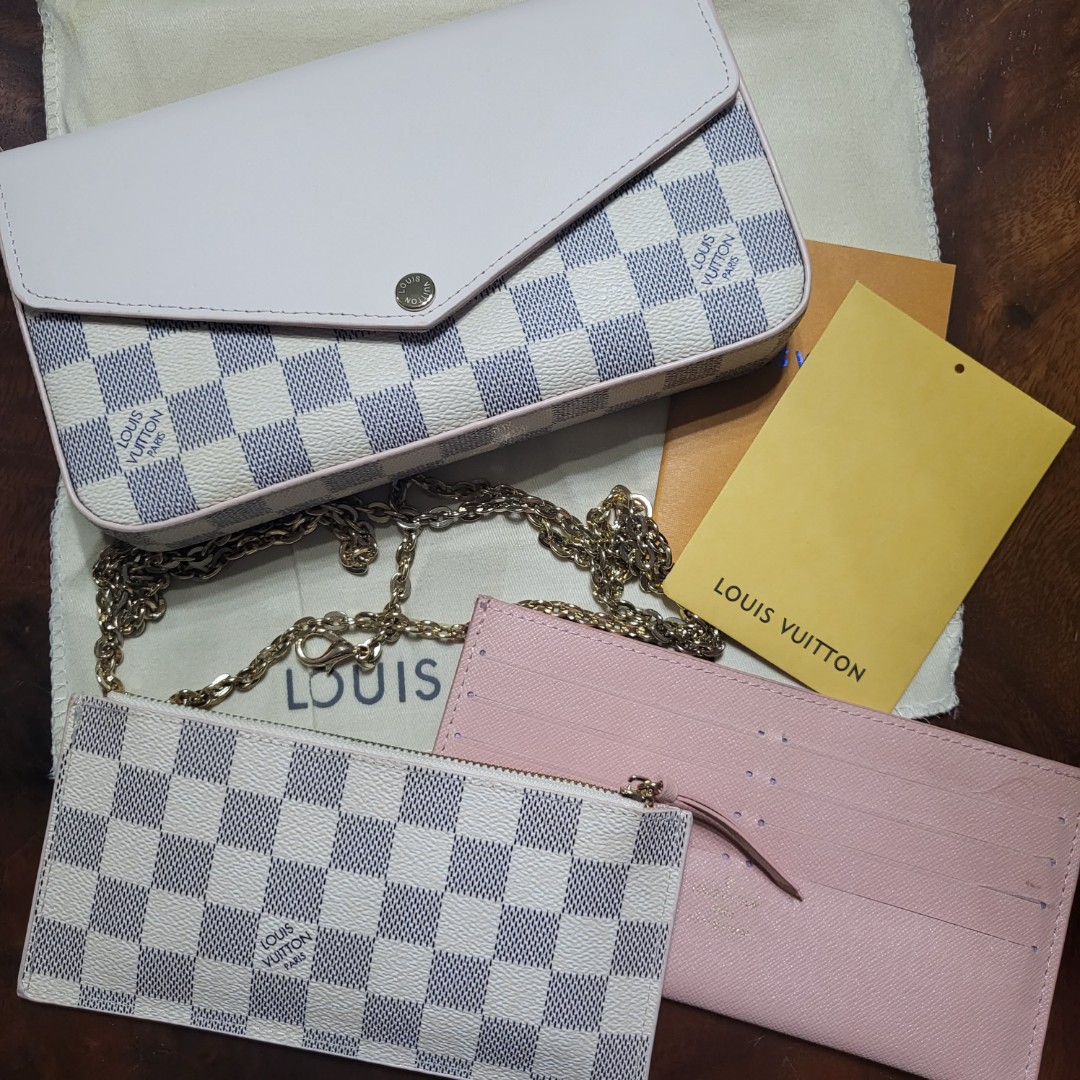 Felicie Pochette Damier White Azur Canvas, Luxury, Bags & Wallets on  Carousell