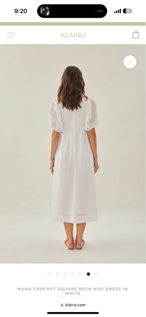 MAHA CROCHET SQUARE NECK MIDI DRESS IN WHITE, Women's Fashion