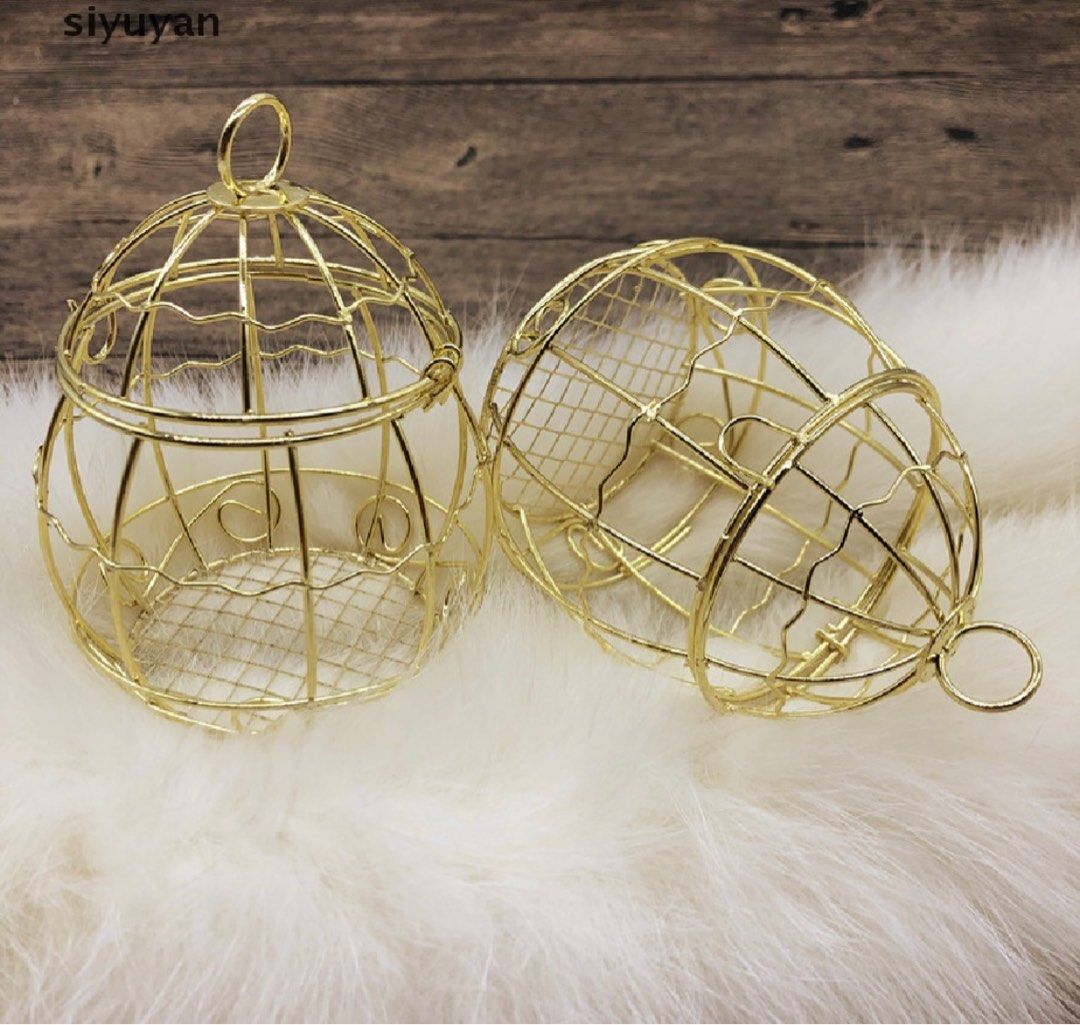 Mini Metal Gold Vintage Bird Cage Candy Boxes, Furniture & Home Living