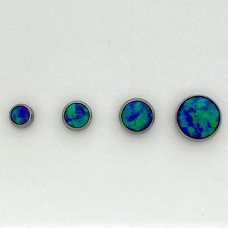 NeoMetal - Opal Cabochon Threadless Ends (Earrings) - Peacock Blue