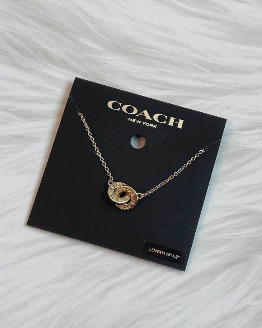 New COACH Gold Double Ring Necklace Coach Daily Use Raya Offer