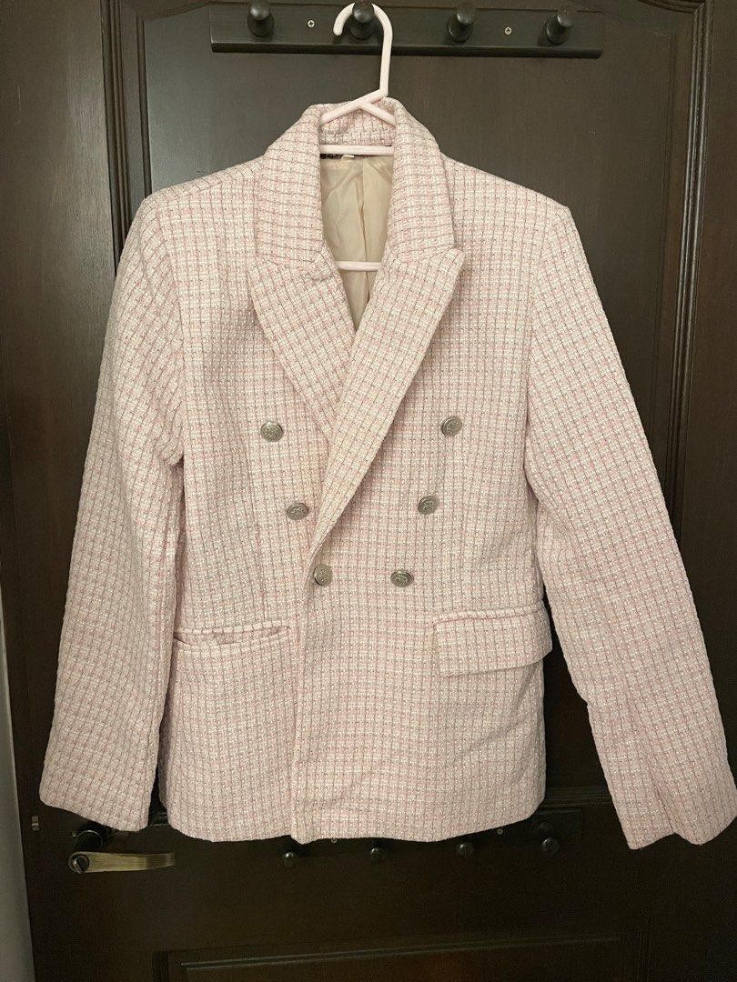 Oversized Tweed Blazer Pink, Women's Fashion, Coats, Jackets and