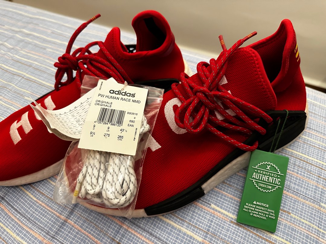 Pharrell x Adidas HU NMD Red Human Race Sneakers Size 42 Adidas