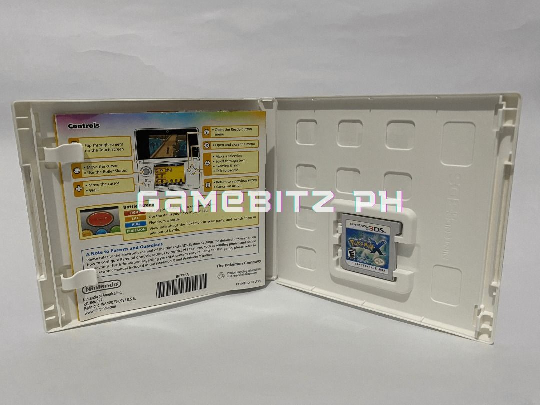 Pokemon X 3DS 2DS Game (USA) (Category: Nintendo) located in Tarlac. Submitted by gamebitzph (Listing ID 1226458510, Image 3). Description: Pokemon X for Nintendo 2DS/3DS (USA Region) Case, cartridge, inserts Pre-owned/Used The game cartridge has been tested and working location: Tarlac area shipping: J&T or LBC (payment first via gcash or bank account) COD is also available Message us for any inquiries, more details, or photos.