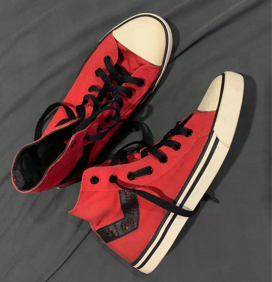 PONY red high cut shoes Women s Fashion Footwear Sneakers on