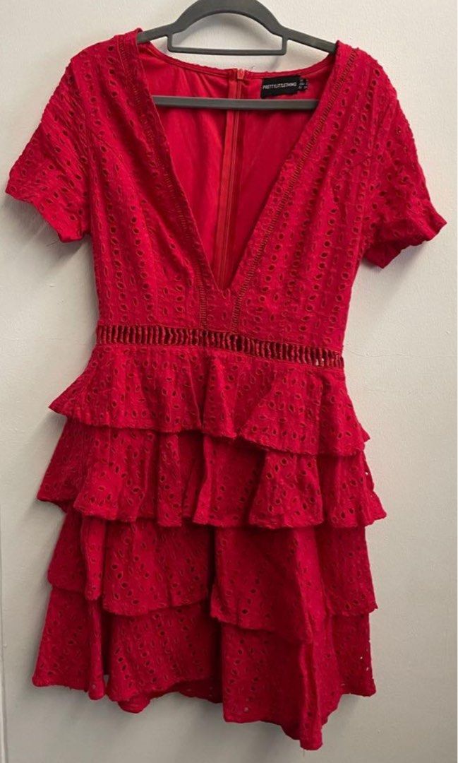 Red mini dress pretty little thing clearance