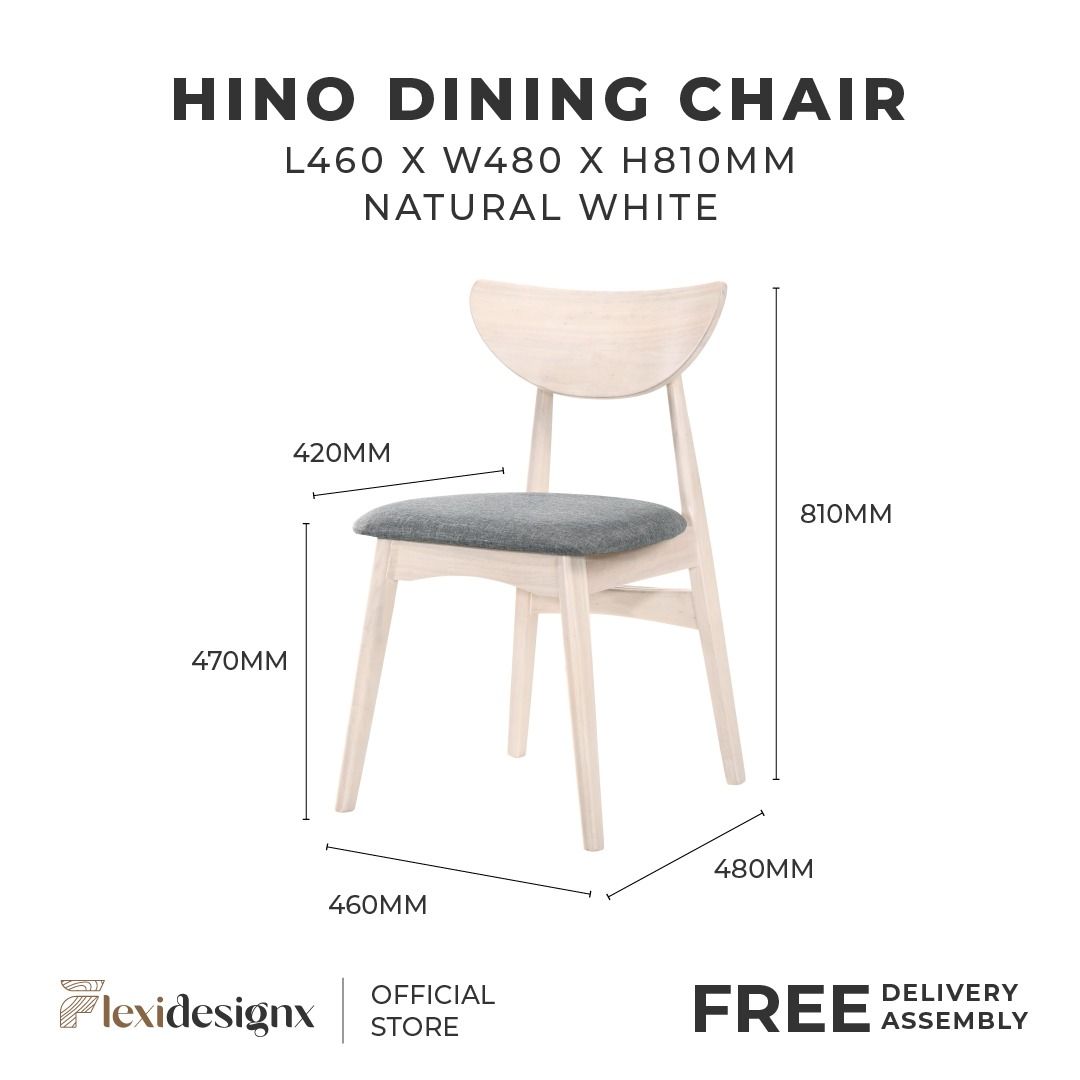 HINO Dining Set 2 Dining Chair +120cm Table , Furniture & Home Living