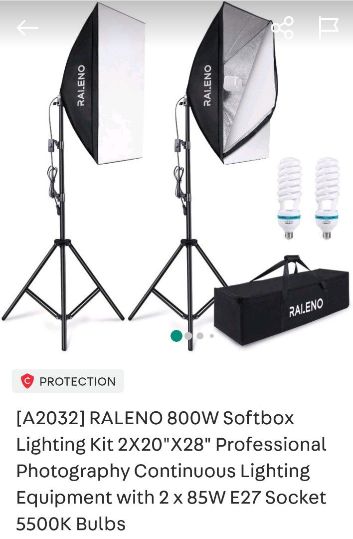 RALENO 800W Softbox Lighting Kit, Photography, Photography Accessories