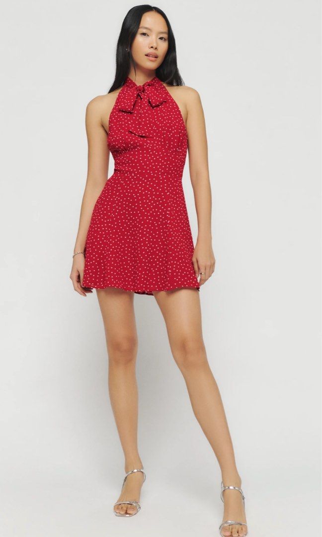 Reformation Aylani mini Dress black dirty red Women s Fashion