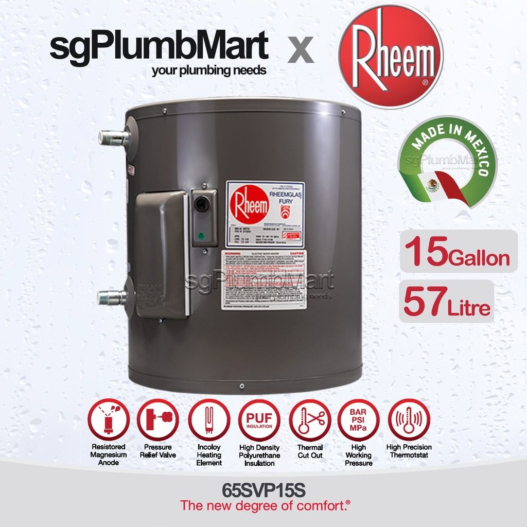 Rheem 15 Gallon Vertical Storage Water Heater 65SVP15S, TV &amp; Home ...