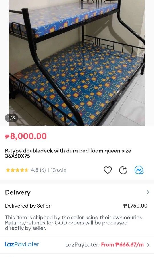 R Type Double deck w dura bed foam queen size slight negotiable
