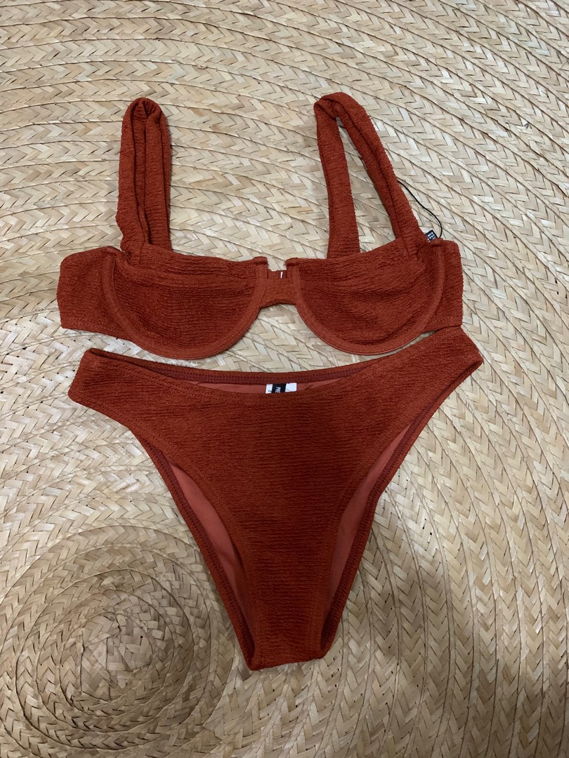 RUST BROWN TWO PIECE BIKINI TEXTURED on Carousell