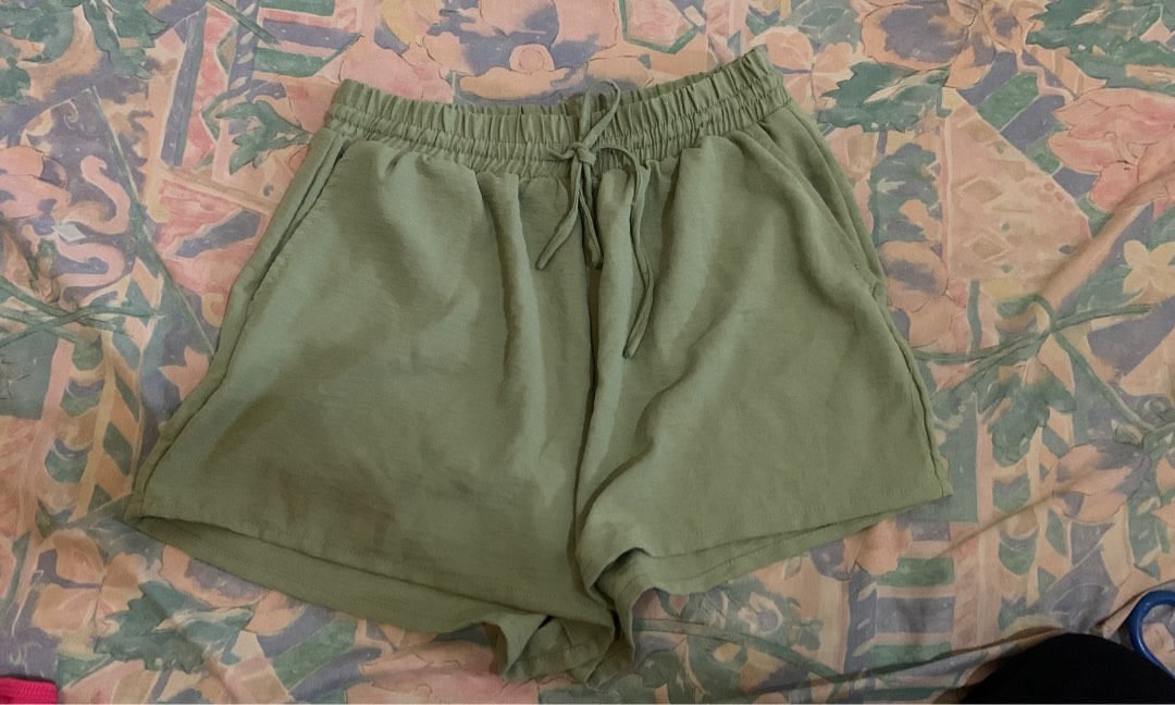 Sage green flowy shorts on Carousell