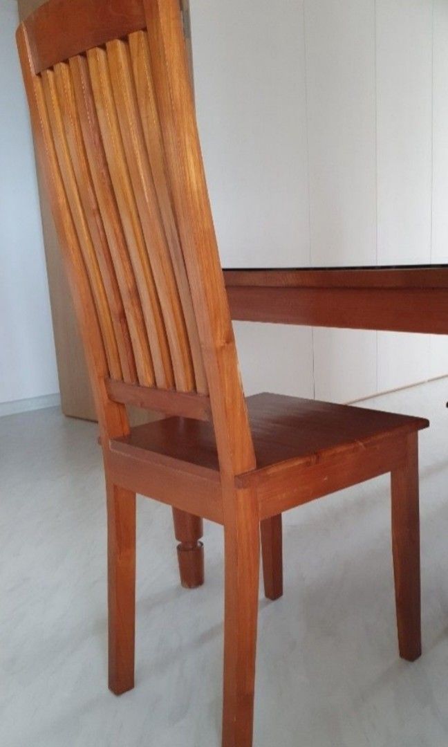 Solid teak wood chairs X 4, Furniture & Home Living, Furniture, Chairs