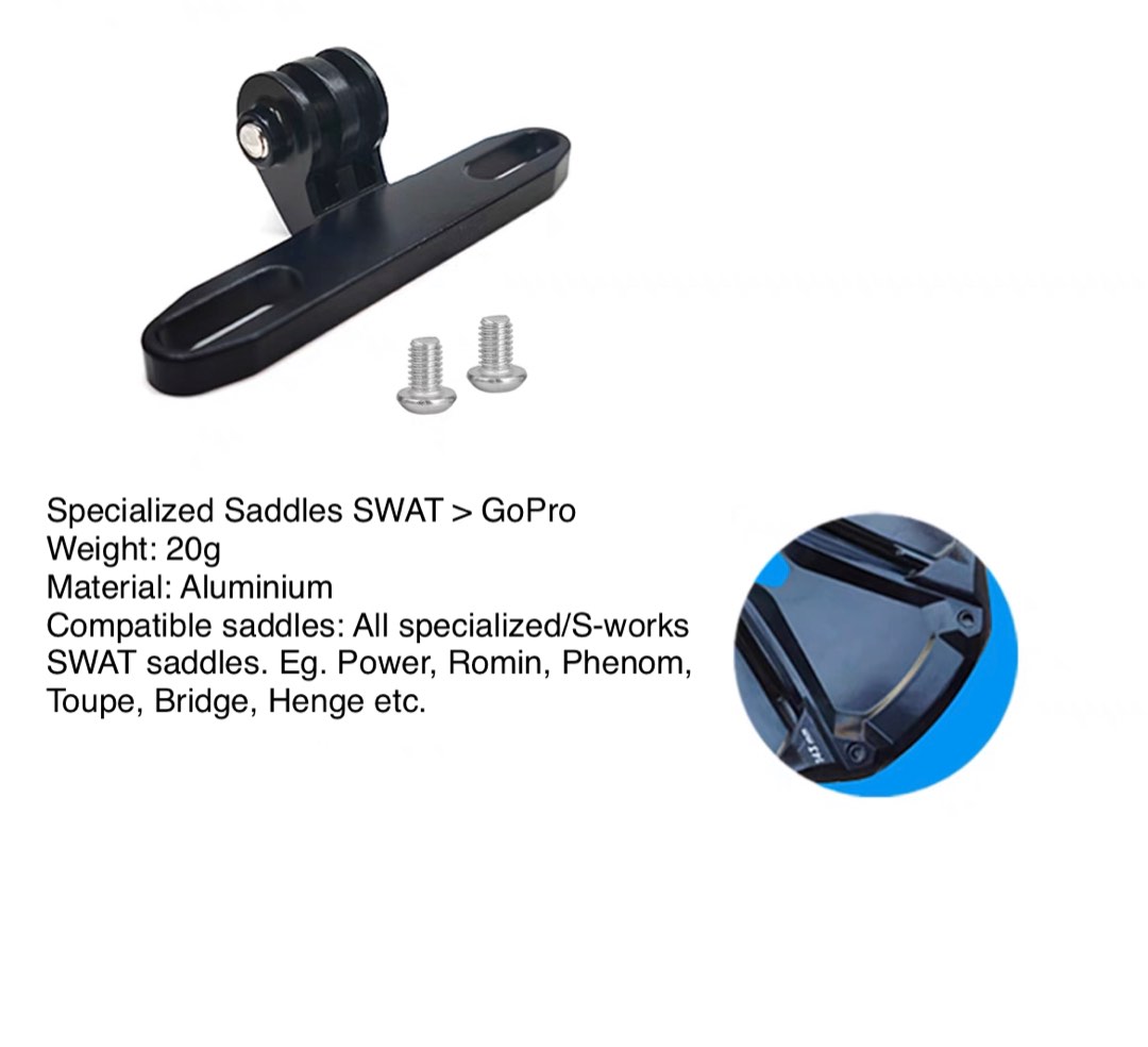 Specialized S Works Saddle SWAT to GoPro mount. Compatible saddles