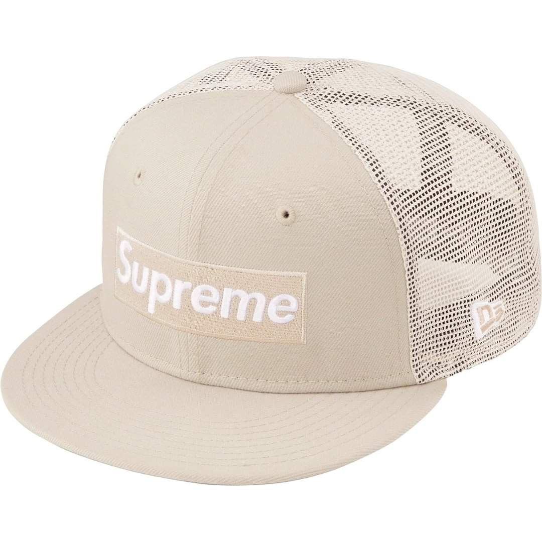 SUPREME BOX LOGO MESH BACK NEW ERA® 米白7 1/2, 他的時尚, 手錶及