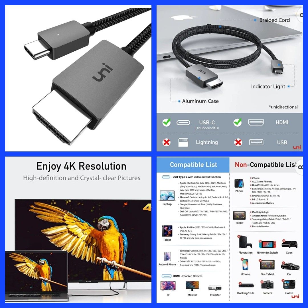 BENFEI USB Type-C to HDMI Adapter [Thunderbolt 3/4 Compatible] with iPhone  15 Pro/Max, MacBook Pro/Air 2023, iPad Pro, iMac, S23, XPS 17, Surface Book