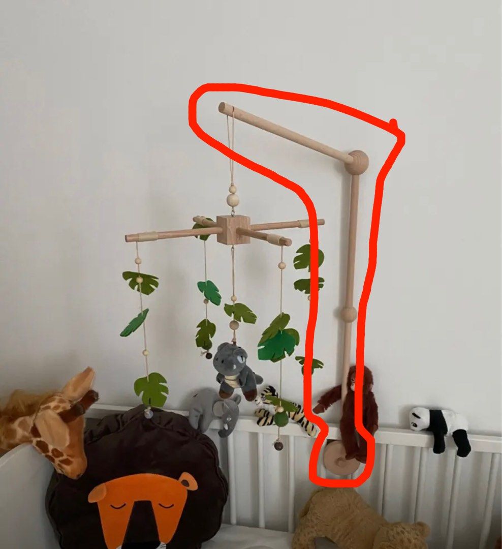 Wooden cot mobile holder KEMASRAYA, Babies & Kids, Baby Nursery & Kids