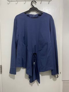 Zara Dark Blue Long Sleeve Blouse Size XL