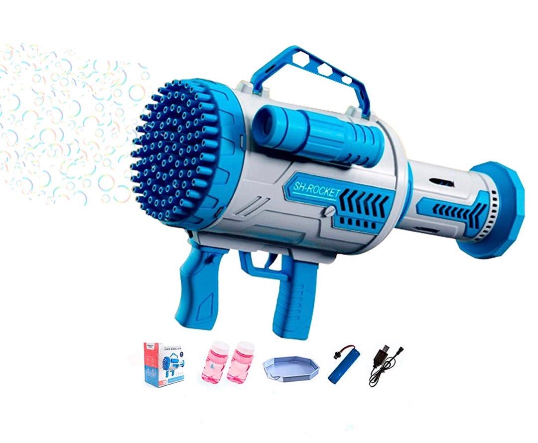 100 hole Electric bubble gun(blue or pink), Hobbies & Toys, Toys