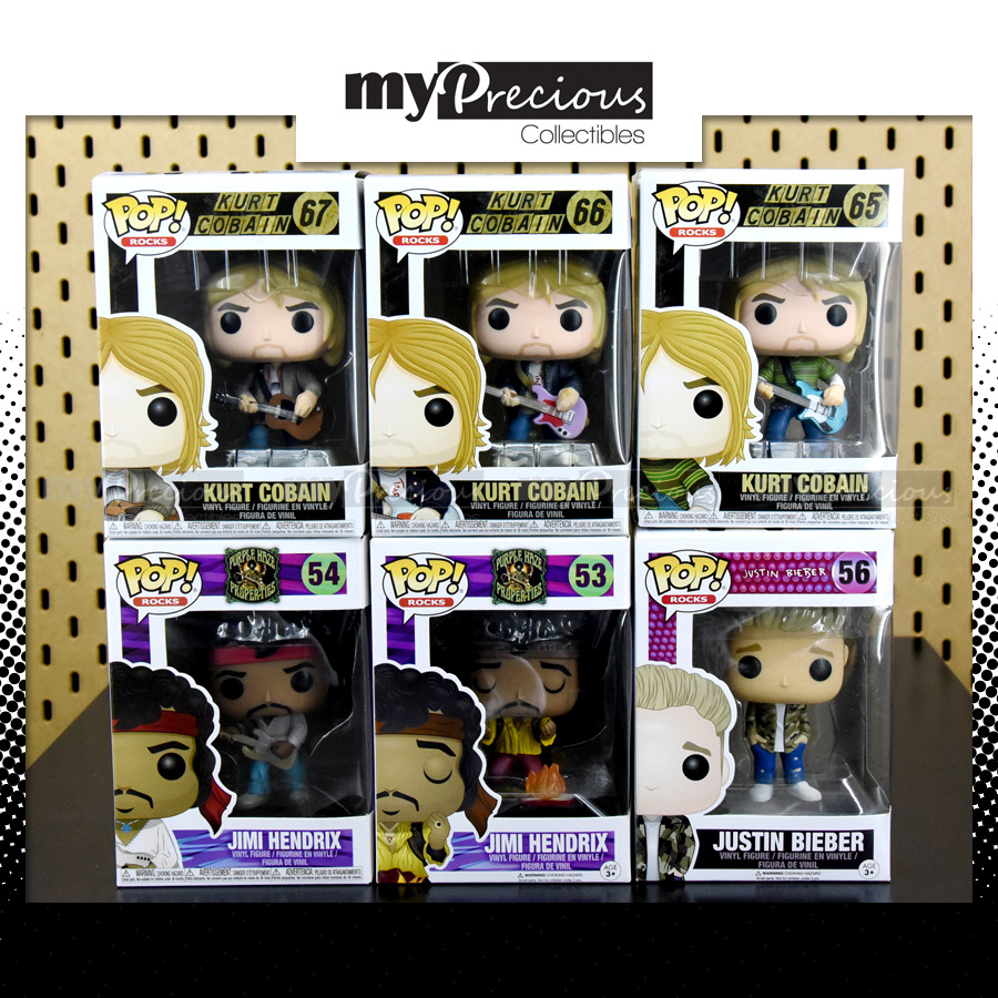 Funko Pop Rocks 65 66 67 Kurt Cobain 53 54 Jimi Hendrix Woodstock 56 Justin Bieber Vaulted Pop Vinyl Nirvana