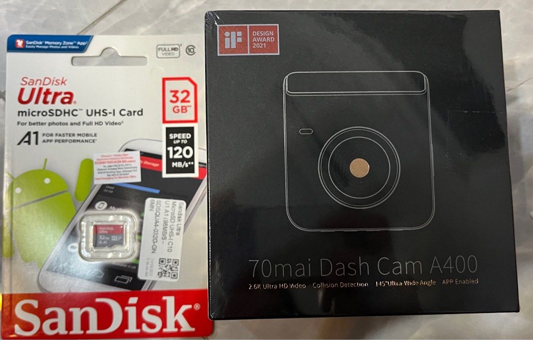 70mai Dashcam A400 with SD card, Car Accessories, Accessories on Carousell