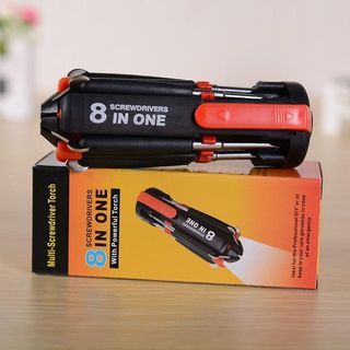 8 in 1 Multi Screwdriver Home Uses Maintenances with LED Light LED Torch Flashlight Handy Portable