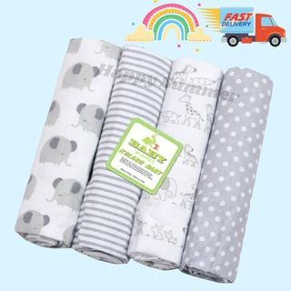 🇸🇬 Baby Cotton Receiving Blanket Wrap Wrapper Swaddle NewBorn 4pc set