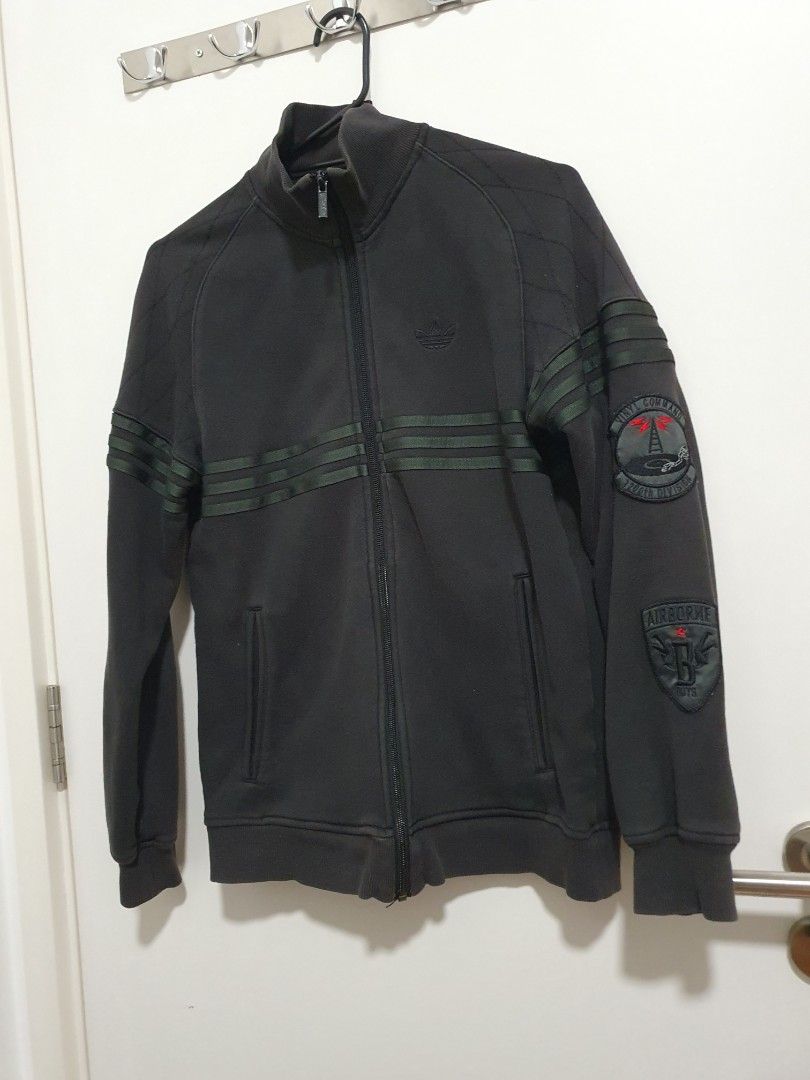 Adidas hiphop jacket black dark green military patch