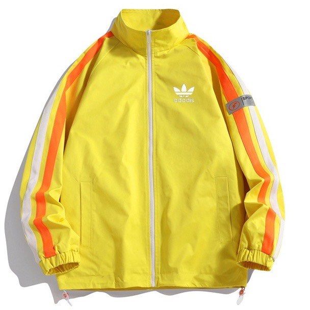 Adidas jacket hot sale orange stripes
