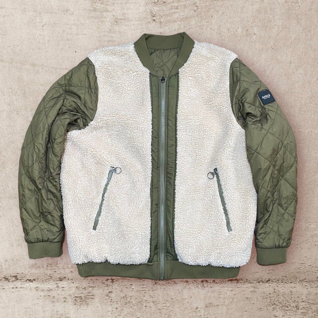 Aigle Thermolite Reversible Bomber Jacket Womens (Category: Coats, Jackets and Outerwear) located in Pasig City. Submitted by asmus19 (Listing ID 1226574972, Image 2). Description: Aigle Thermolite Reversible Bomber Jacket Womens Size 36 Fit small women Chest width 21.5 inches Length 24 Shoulder 16 Sleeve length 24 inches Color Olive Green Excellent Condition .
