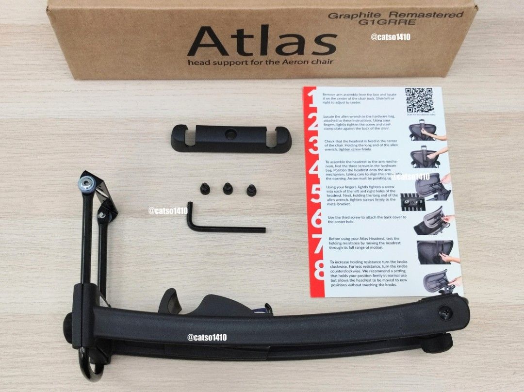 Atlas Headrests for Herman Miller Aeron Graphite, 傢俬＆家居, 傢俬, 椅子 Carousell