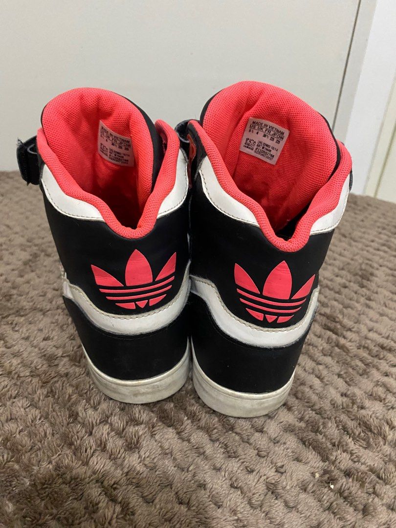Black and red adidas high tops clearance
