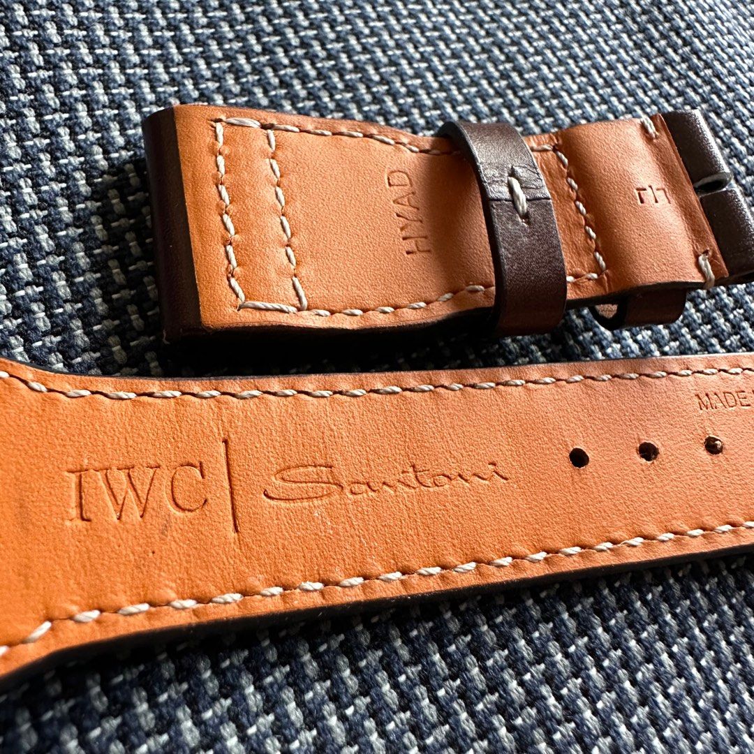 Authentic IWC Santoni Pilot Brown Leather 22mm Strap TopGun Spitfire