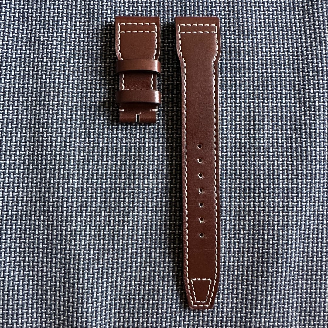 Authentic IWC Santoni Pilot Brown Leather 22mm Strap TopGun Spitfire Classic Chronograph , Men's