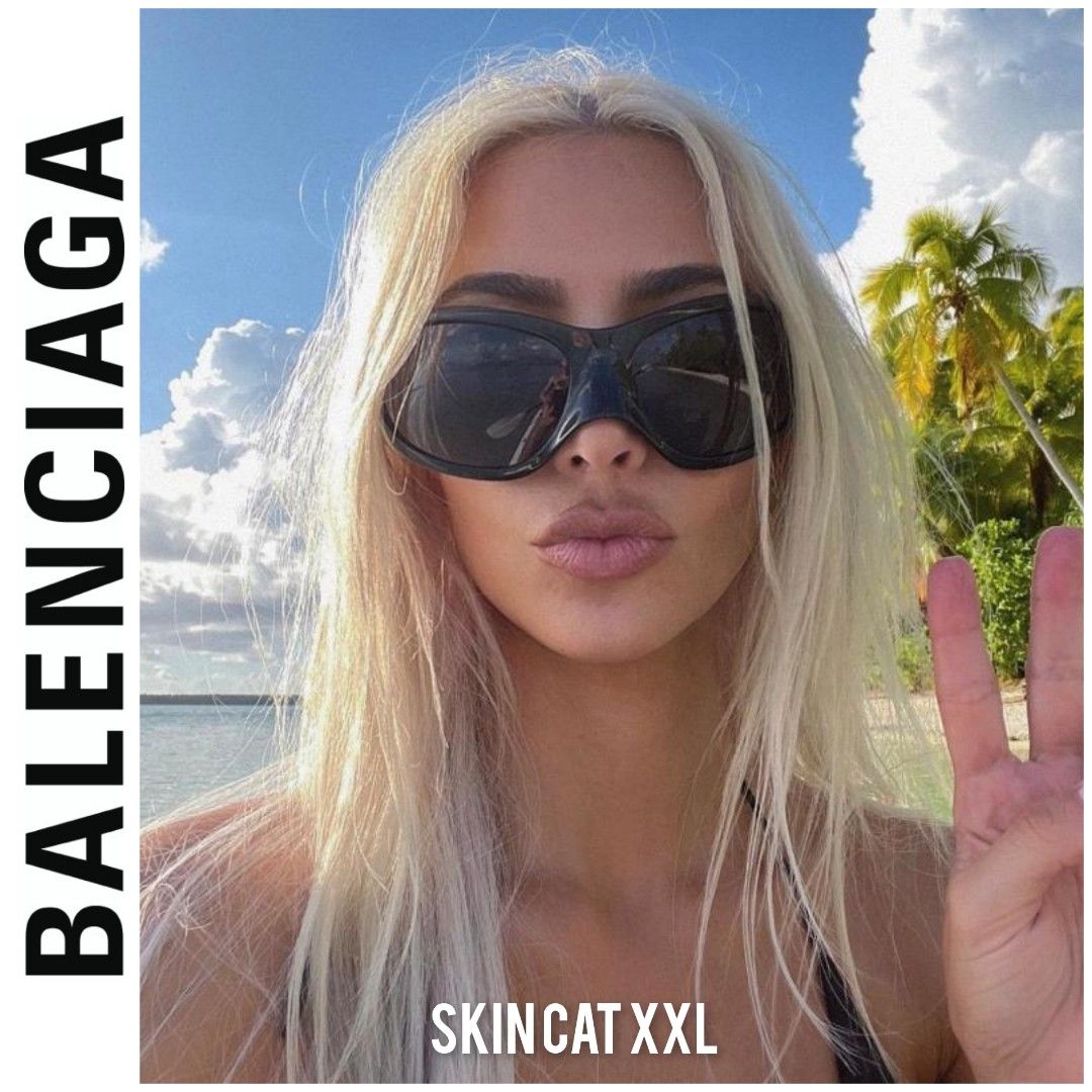 Balenciaga skin cat xxl sunglasses silver / black, Women