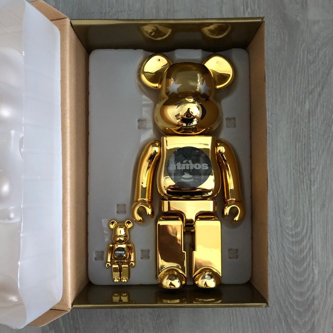 Bearbrick Atmos Gold Chrome 100% & 400% Set, Hobbies & Toys, Toys