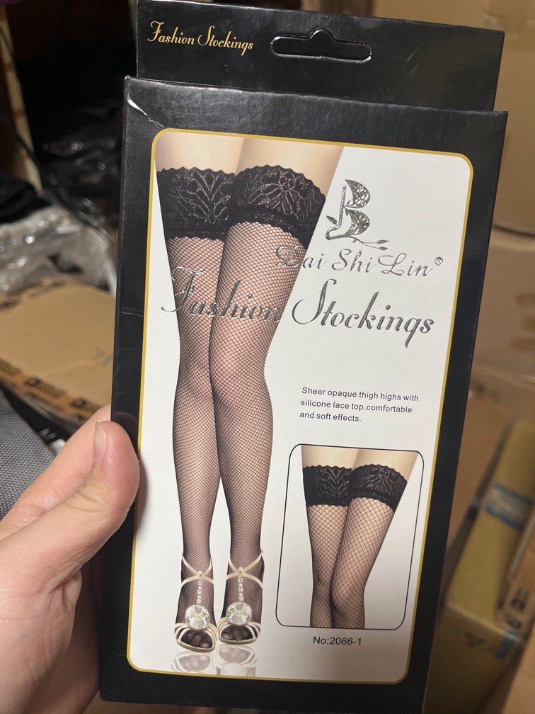 Lace Top Fishnet Stockings with Attached Garter Belt
