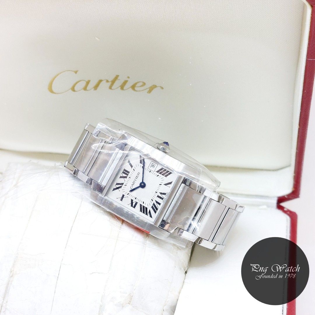 Cartier 25mm X 30mm Ivory Roman Dial Mid Sized Tank Francaise REF: 2465 ...