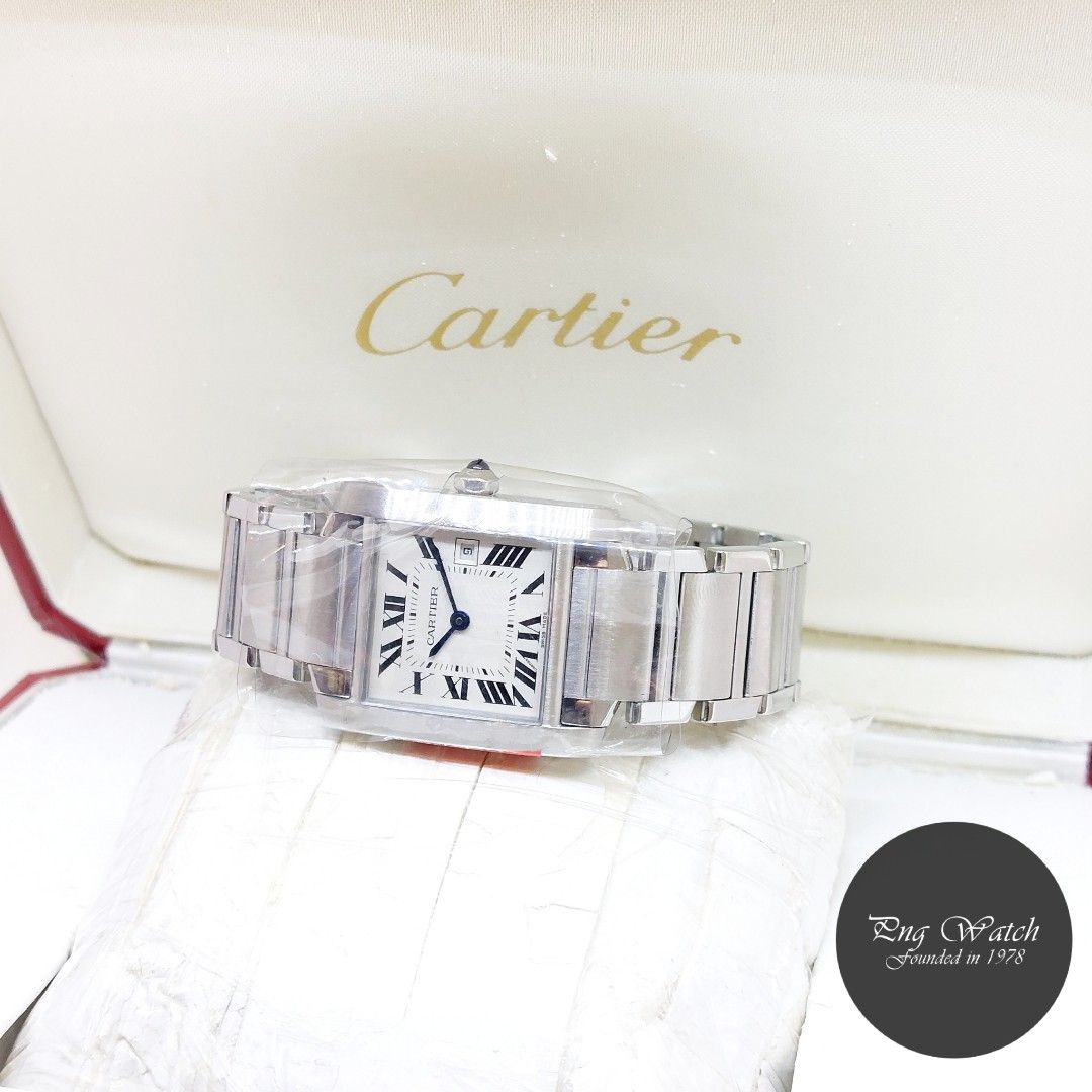 Cartier 25mm X 30mm Ivory Roman Dial Mid Sized Tank Francaise REF: 2465 ...