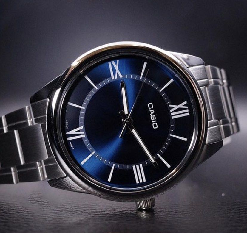 Casio MTP-V005D-2B5 Men's Watch In Silver Chain & Blue Dial