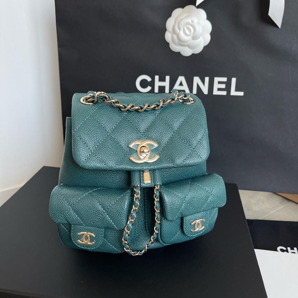 Chanel Caviar Leather Vintage Duma Backpack Bag AS1371 Light Gray 2020