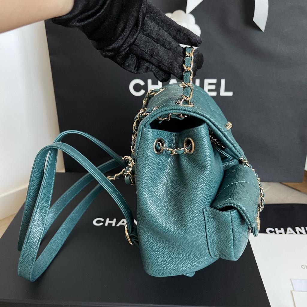 Chanel 23P Backpack Duma Green Caviar Small, Luxury, Bags & Wallets on  Carousell