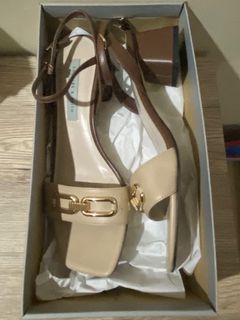 Charles & Keith beige/brown open toe sandal heels