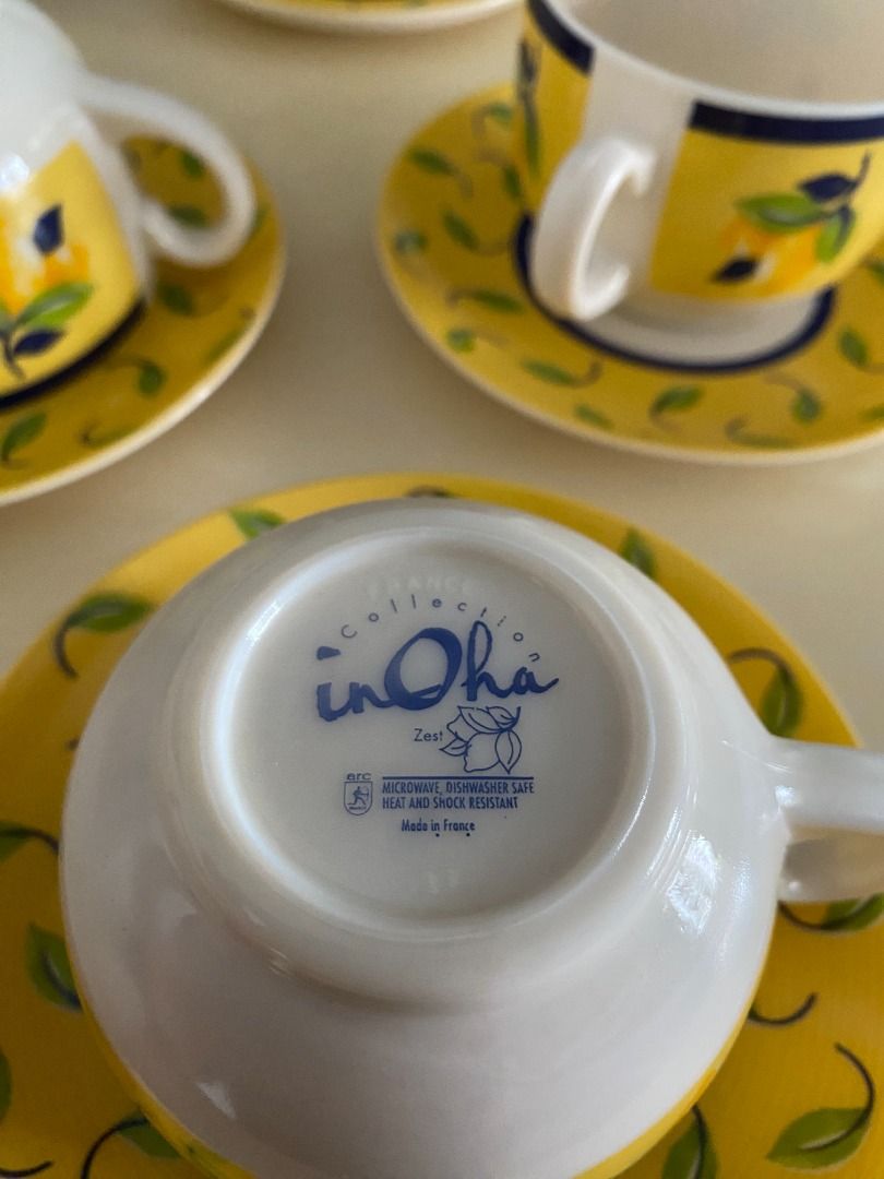 Coffee set 6 cups and saucers in Luminarc glass, Zest model, Furniture