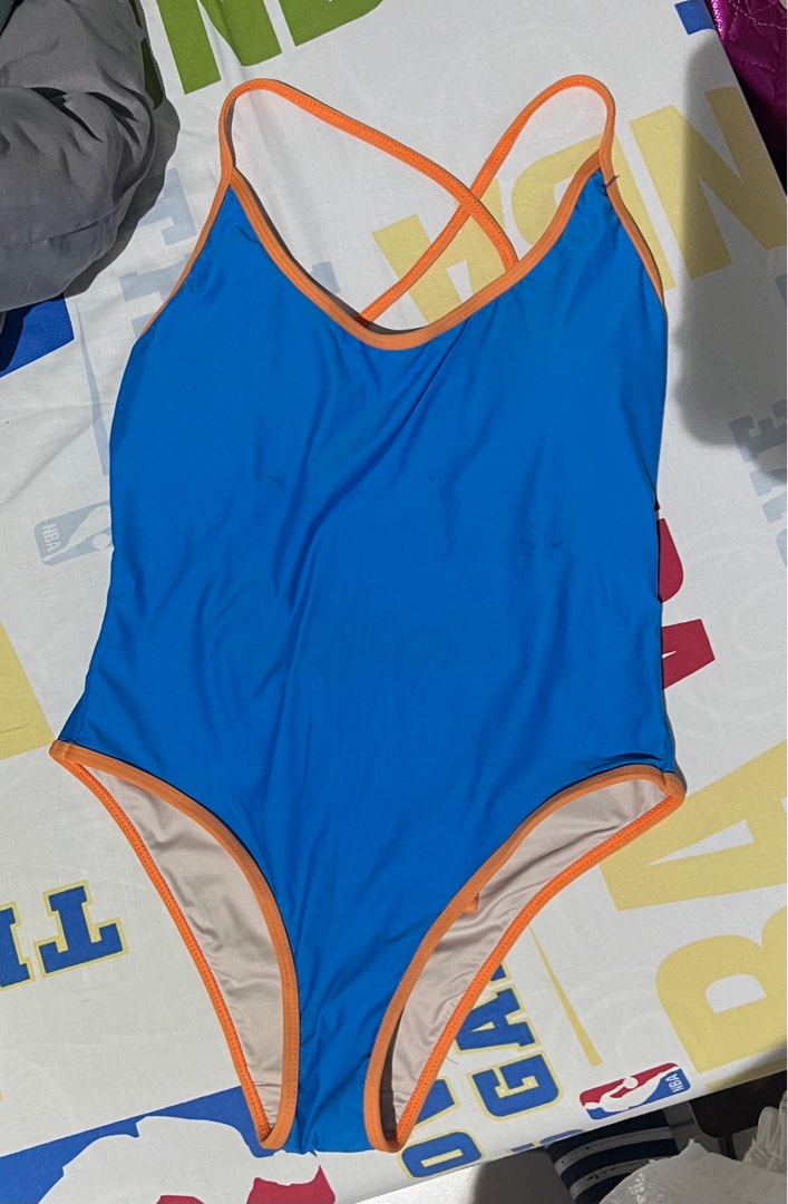 Dear Sea blue and orange one piece swimsuit on Carousell