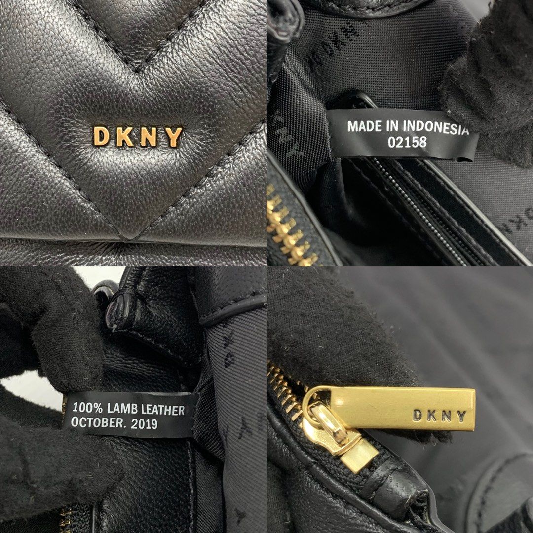 DKNY BLACK LEATHER CHAIN SHOULDER BAG 237010815