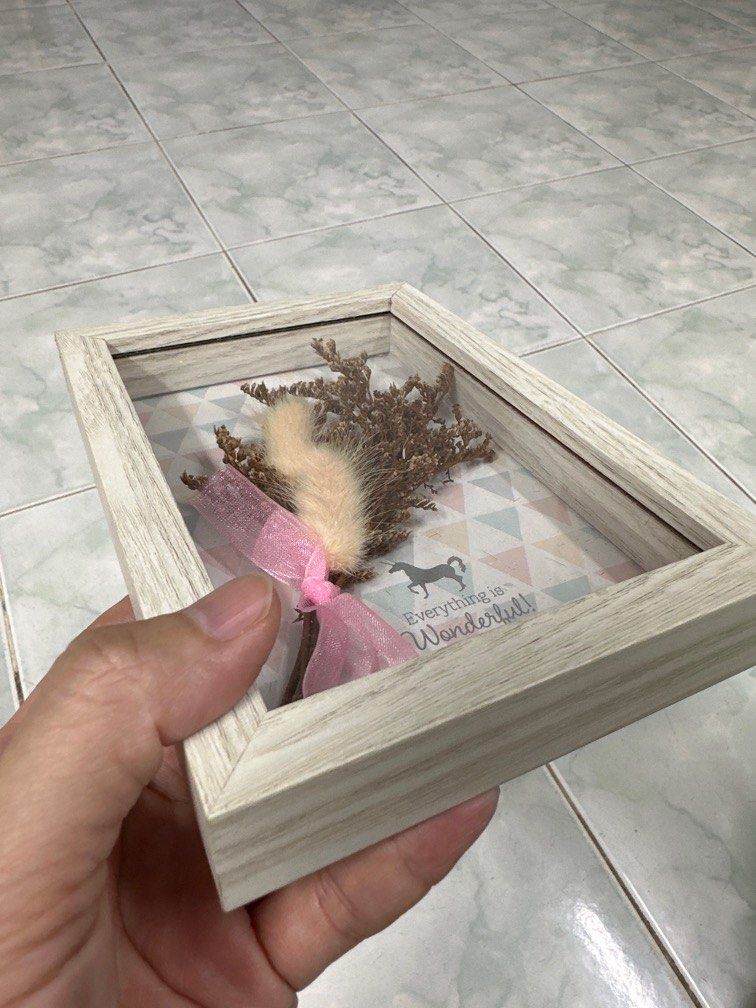 Double glass frame with dry leaves inside, Furniture & Home Living