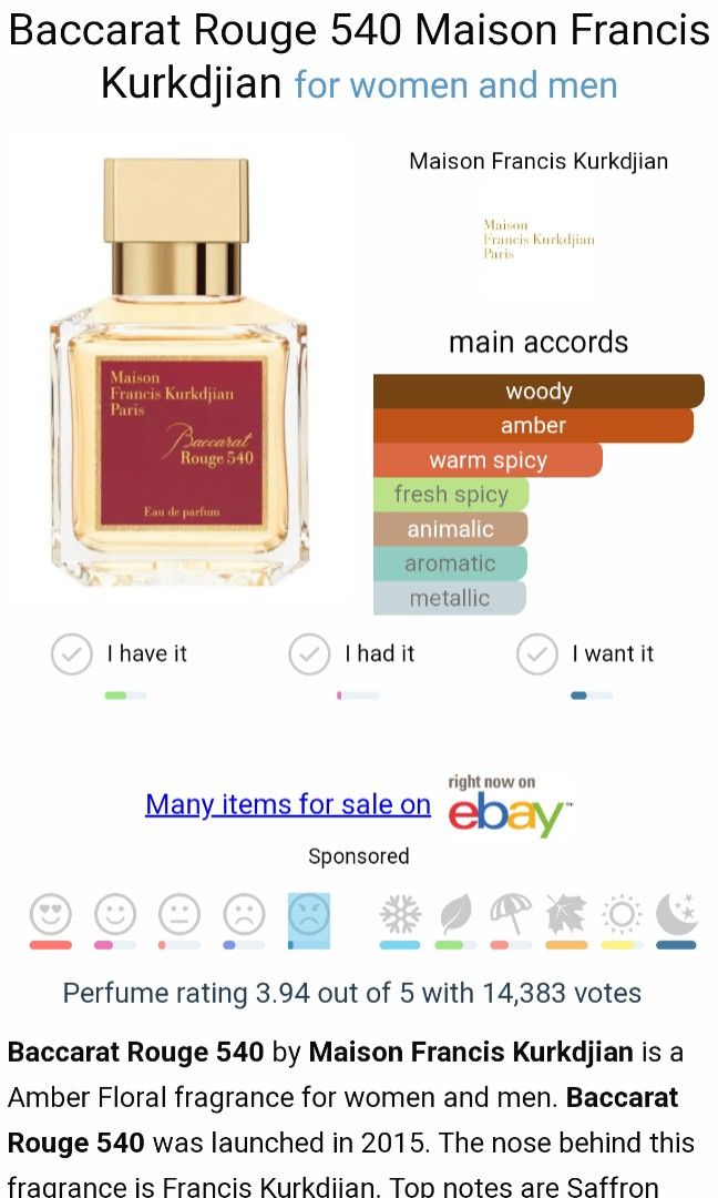EDP Baccarat Rouge 450 Brofeey Perfume Beauty Personal Care